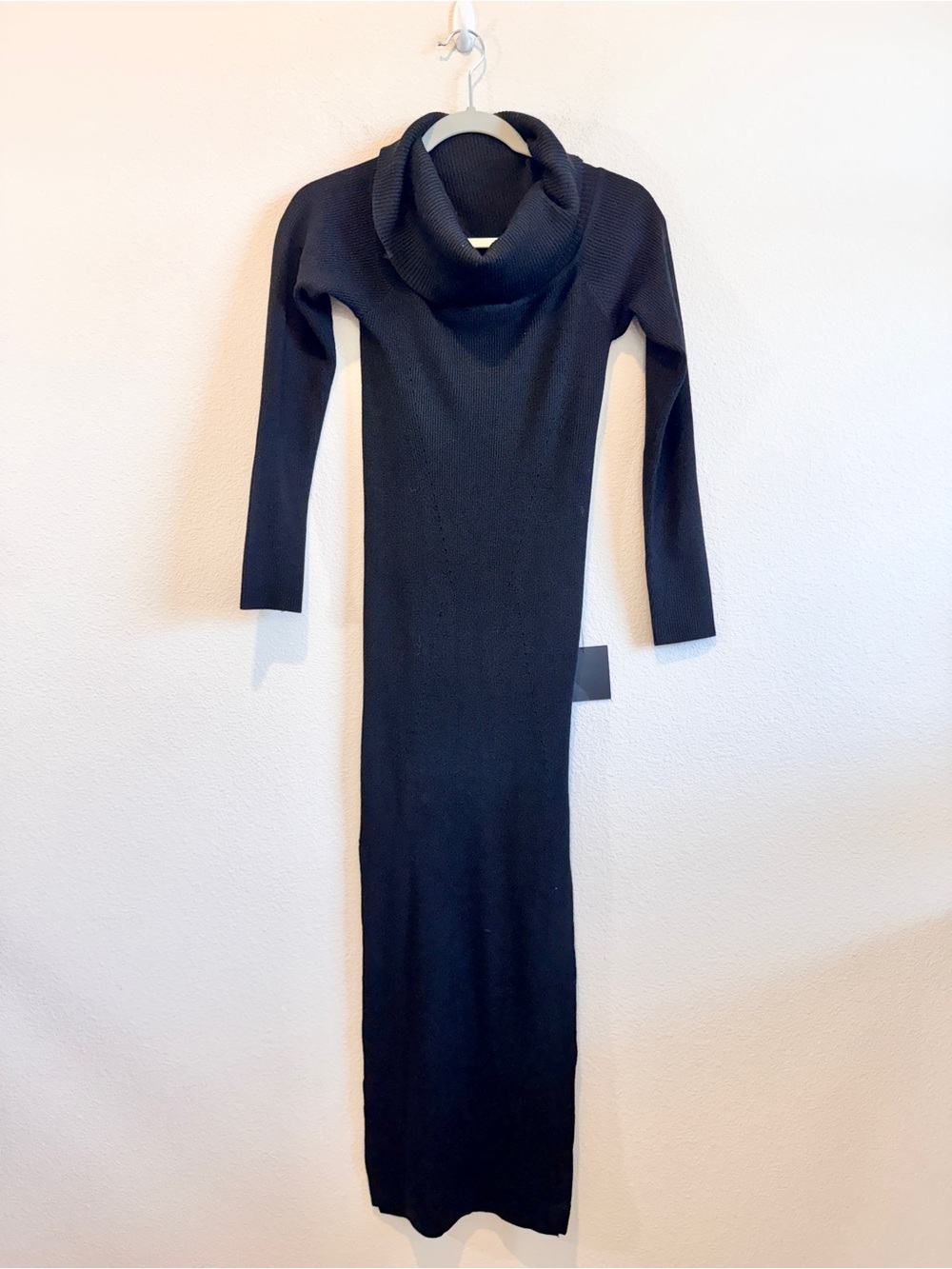 Lulus Black Cowl Neck Maxi Sweater Dress NWT Size S Minimalist Quiet Luxury H65